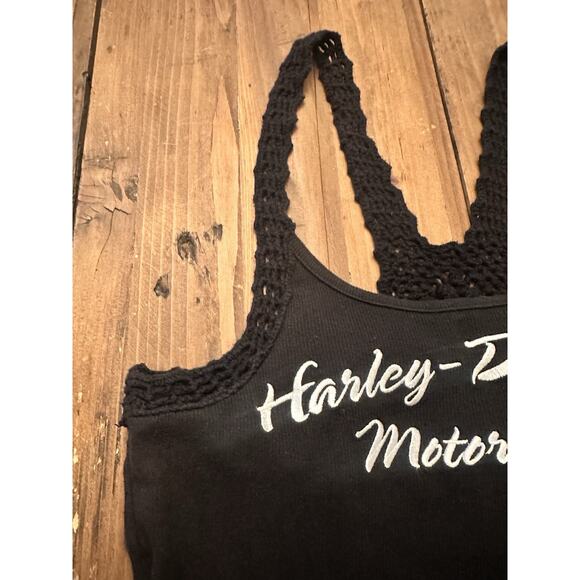Harley Davidson Tank Top Shirt Size Large Crochet Stitched Motorcycle Women’s - Picture 3 of 13